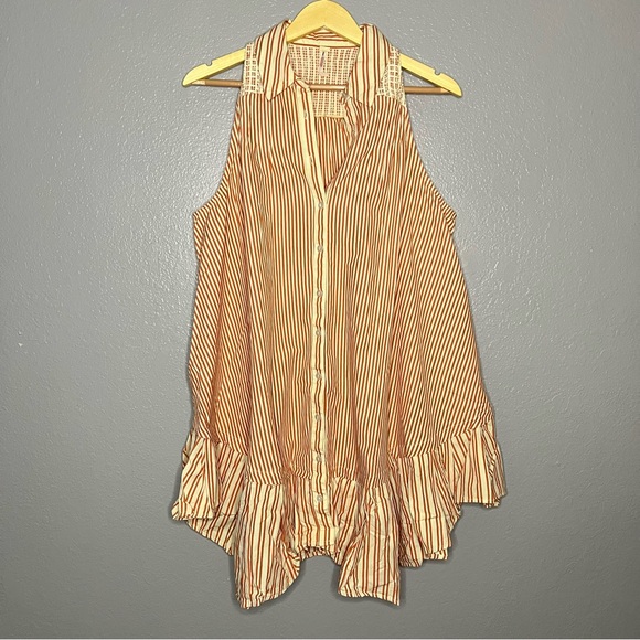Free People Be Real Mini Dress/Tunic in Rust Stripe Size Small - Picture 8 of 13